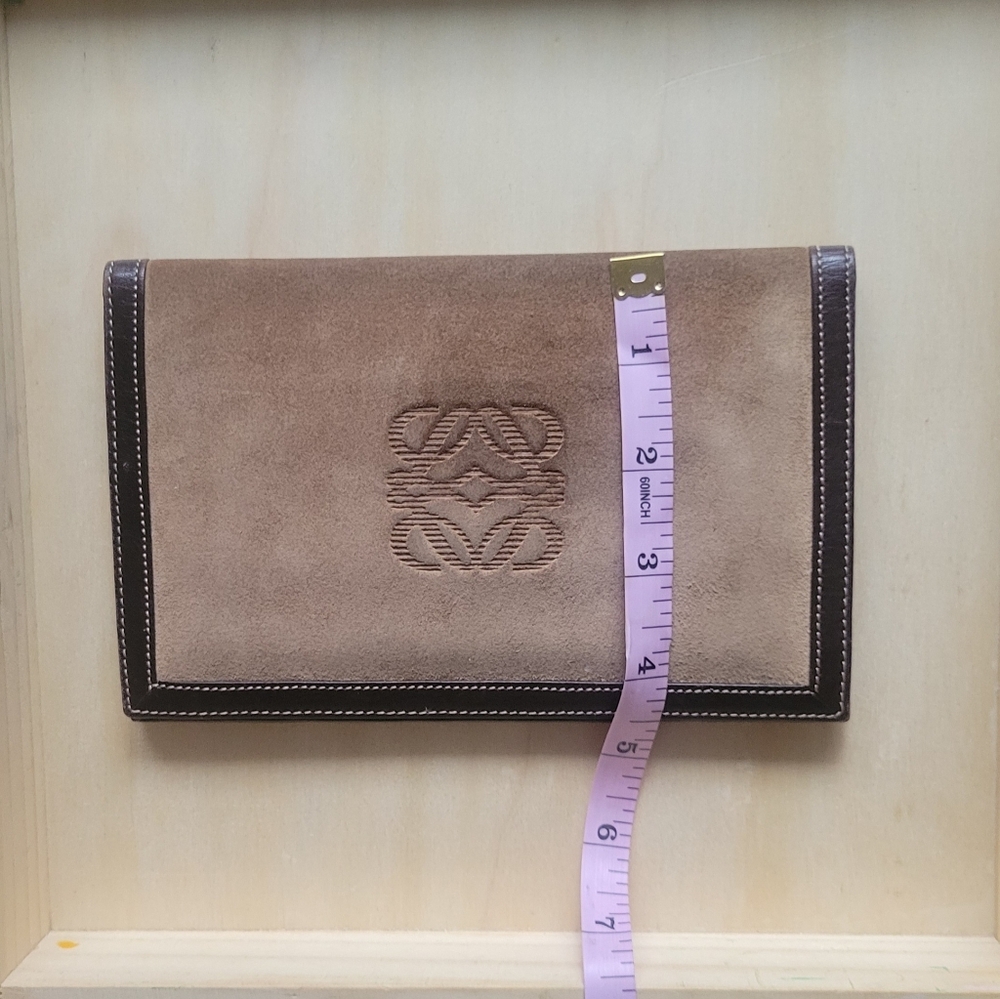 LOEWE BIFOLD WALLET Vintage Signature Tan Suede/Leather Wallet - Picture 2 of 16